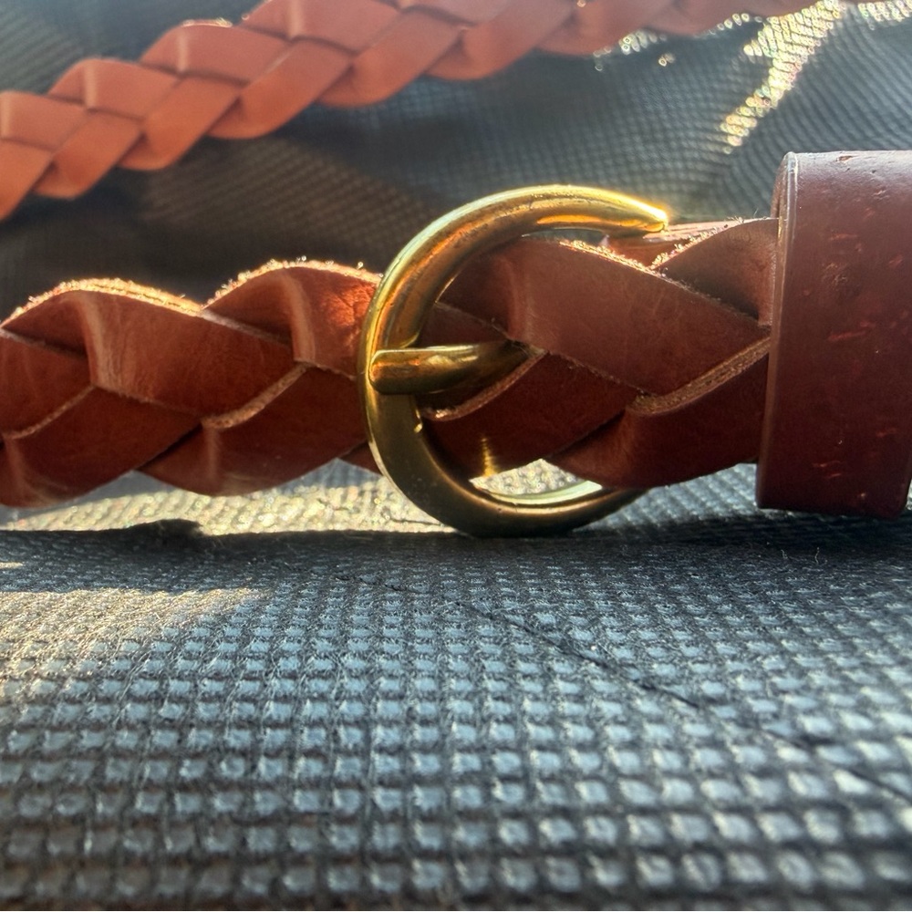 Braided Tan Leather Belt